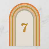 Arch Retro Regenbogen Groovy Hochzeitstisch Nummer Einladung (Rückseite)