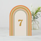 Arch Retro Regenbogen Groovy Hochzeitstisch Nummer Einladung (Stehend Vorderseite)