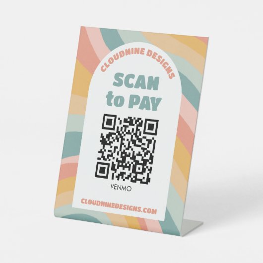 Arch Retro Waves SCAN TO PAY QR CODE Sockelschild (Vorderseite)