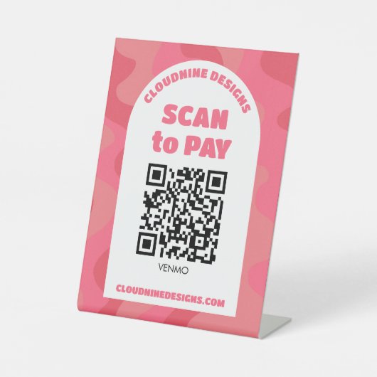 Arch Retro Wellen SCAN TO PAY QR CODE Sockelschild (Vorderseite)