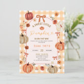 Arch Ribbon Bow Little Pumpkin Baby Shower Invite Einladung (Stehend Vorderseite)