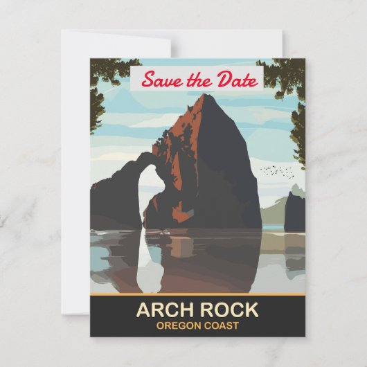Arch Rock Oregon Coast Hochzeits-Einladung Save The Date (Vorderseite)