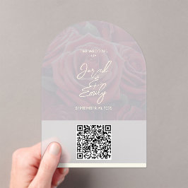 Arch Rose Style Akronylic Wedding QR Code Einladun Acryleinladungen
