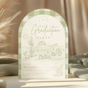 Arch Sage Green Western Cowgirl Graduation Party Einladung