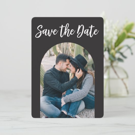 Arch Save the Date doppelseitiges Foto (Stehend Vorderseite)