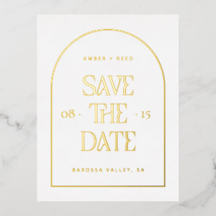 Arch Save the Date Real Gold Folie Einladungspostkarte