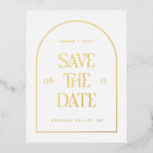 Arch Save the Date Real Gold Folie Einladungspostkarte (Vorderseite)
