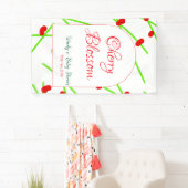 Arch shape cherry blossom red green baby shower na banner (Insitu)