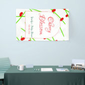 Arch shape cherry blossom red green baby shower na banner (Messeveranstaltung)