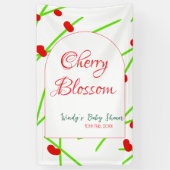 Arch shape cherry blossom red green baby shower na banner (Vertikal)