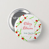 Arch shape cherry blossom red green baby shower na button (Vorne & Hinten)