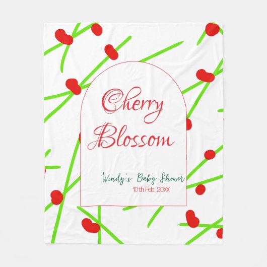 Arch shape cherry blossom red green baby shower na fleecedecke (Vorderseite)
