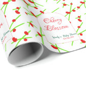 Arch shape cherry blossom red green baby shower na geschenkpapier (Rolleneckpunkt)