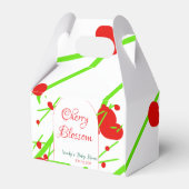 Arch shape cherry blossom red green baby shower na geschenkschachtel (Rückseite)