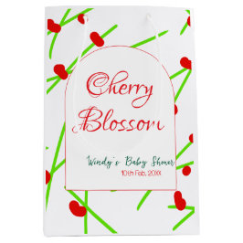 Arch shape cherry blossom red green baby shower na mittlere geschenktüte