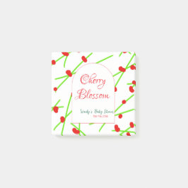 Arch shape cherry blossom red green baby shower na post-it klebezettel