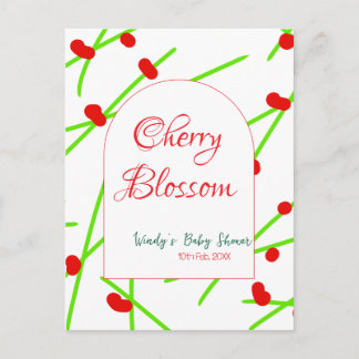 Arch shape cherry blossom red green baby shower na postkarte
