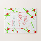 Arch shape cherry blossom red green baby shower na puzzle (Horizontal)