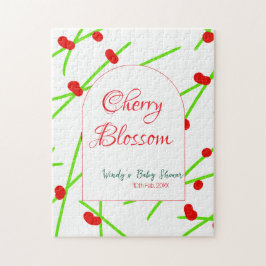 Arch shape cherry blossom red green baby shower na puzzle