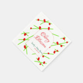 Arch shape cherry blossom red green baby shower na serviette (Ecke)