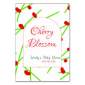 Arch shape cherry blossom red green baby shower na tischnummer (Rückseite)