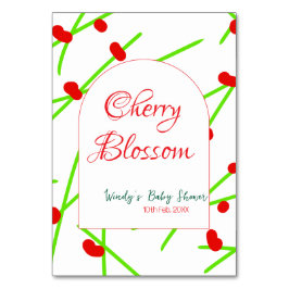 Arch shape cherry blossom red green baby shower na tischnummer