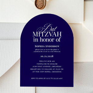 Arch Shape Classic Luxe   Dark Blue Bat Mitzvah Einladung