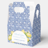 Arch Shape Mediterranean Lemons Blue Tiles Wedding Geschenkschachtel (Geöffnet)