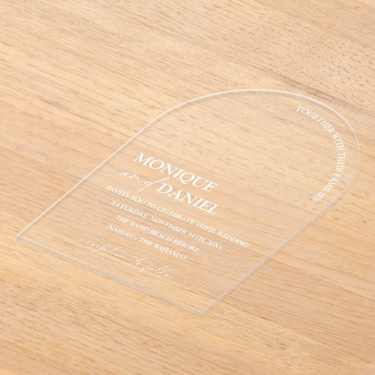 Arch Shaped Elegant Calligraphy Simple WEDD Acryleinladungen (Ablage )