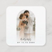 Arch Shaped Foto QR Code Online Wedding RSVP Chic Begleitkarte (Rückseite)