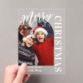 Arch Shaped Foto White Script Frohe Weihnachten Acryleinladungen (Insitu (Handheld))