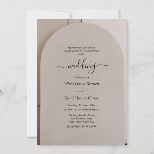 Arch Shaped Neutral Luxe Wedding Einladung (Vorderseite)
