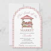 Arch She ist frisch vom Markt pinkfarbenes Brautpa Einladung (Vorderseite)