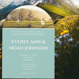 Arch Silver Blue Blumen und Bienen Wedding Einladung