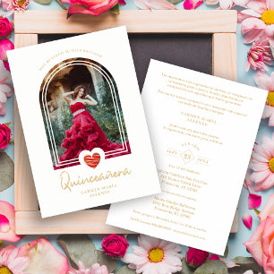 Arch Spanisch Modernes Rotes Herz Foto Quinceañera