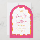 Arch Squiggly Bright and Colorful Wedding Einladung (Vorderseite)