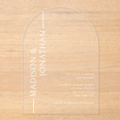Arch Stacks Modern Elegante Klare Hochzeit Acryleinladungen (Vorderseite)