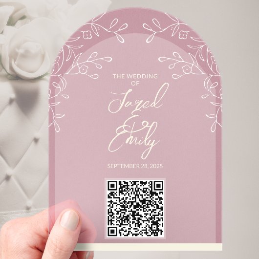 Arch Style Akronylic Wedding QR Code Einladung