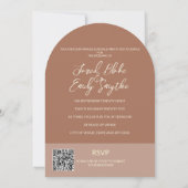 Arch Style Mocha Brown Wedding Einladung QR Code (Rückseite)