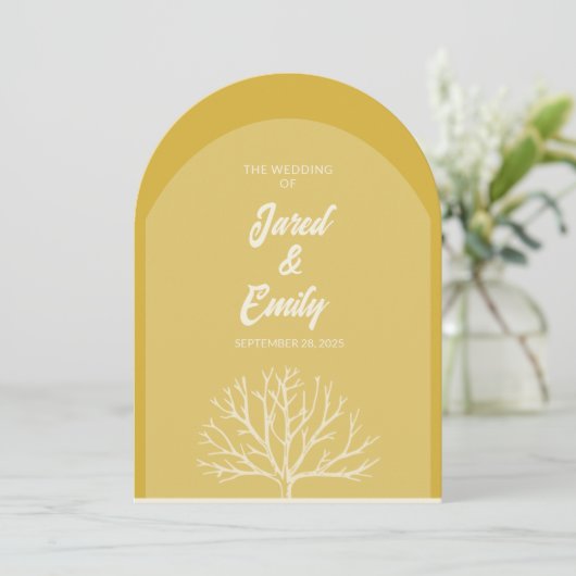 Arch Style Nature Wedding Invitation QR Code Einladung (Stehend Vorderseite)