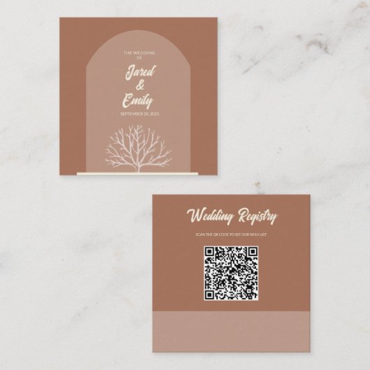 Arch Style Nature Wedding QR Code Enclosure Card Begleitkarte (Vorne/Hinten)