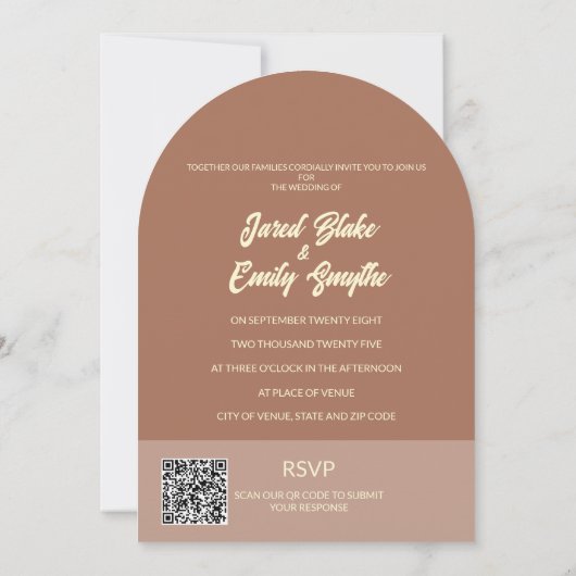Arch Style Tree Wedding Invitation QR Code Einladung (Rückseite)
