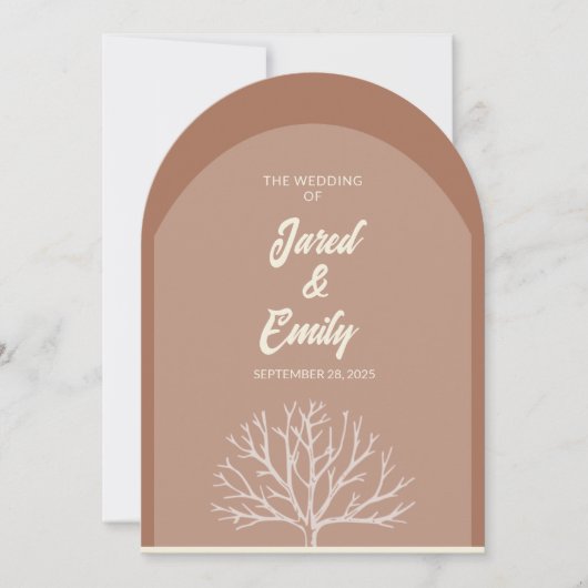 Arch Style Tree Wedding Invitation QR Code Einladung (Vorderseite)