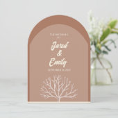 Arch Style Tree Wedding Invitation QR Code Einladung (Stehend Vorderseite)