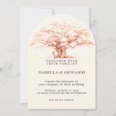Arch Sunset Olive Tree Destination Wedding Einladung (Vorderseite)