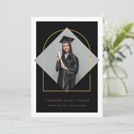 Arch Tassels Minimalistisch Frame Foto Abschluss Ankündigung (Stehend Vorderseite)