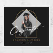 Arch Tassels Minimalistisch Frame Foto Abschluss Bierflaschenetikett (Einzelnes Label)