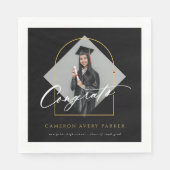 Arch Tassels Minimalistisch Frame Foto Abschluss Serviette (Vorderseite)