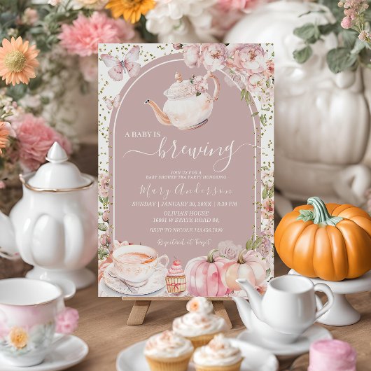 Arch Tea Party Pumpkin Baby wird Baby-Dusche Einladung