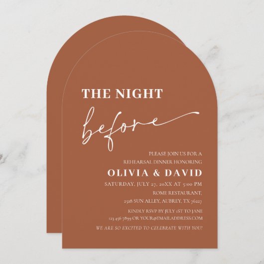 Arch Terracotta auf dem Monte Tamaro Abendessen vo Einladung (Vorne/Hinten)